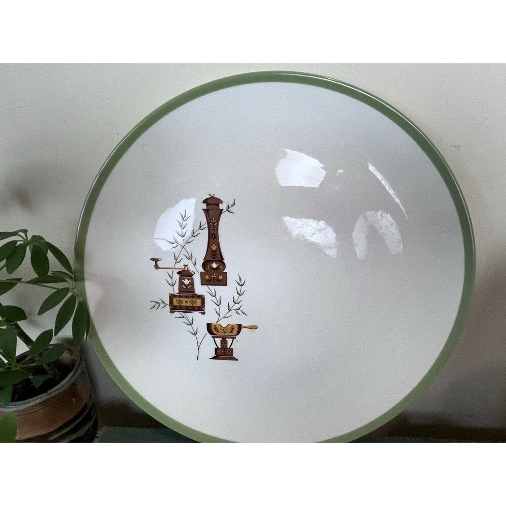Vintage Kitschy Kitchen White Platter Plate Cottage Farmhouse Feel 12/5” Decor